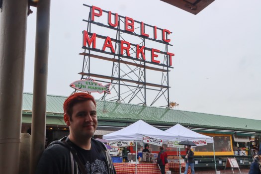 Me in front of the Public Market at Pike Place!